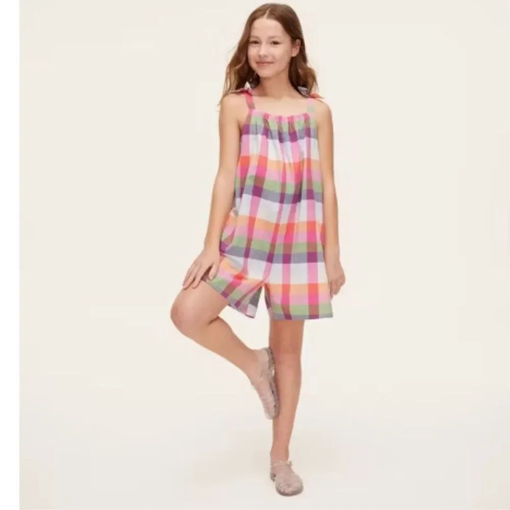 Girls' Plaid Tie-Shoulder Poplin Romper - kate spade new york x Target nwt XS